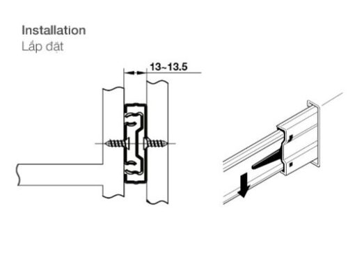 Ray bi nhấn mở 450mm Hafele 494.02.084 3 Ray bi nhấn mở 450mm Hafele 494.02.084
