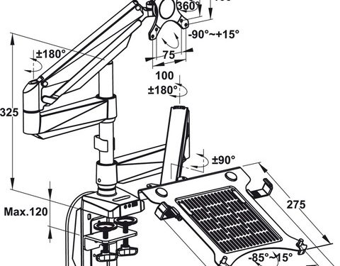Tay Treo Màn Hình AP2-L Hafele 818.70.940