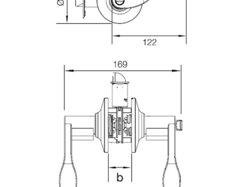 Kích thước của Bộ khóa tay nắm cửa vệ sinh Hafele 489.10.191