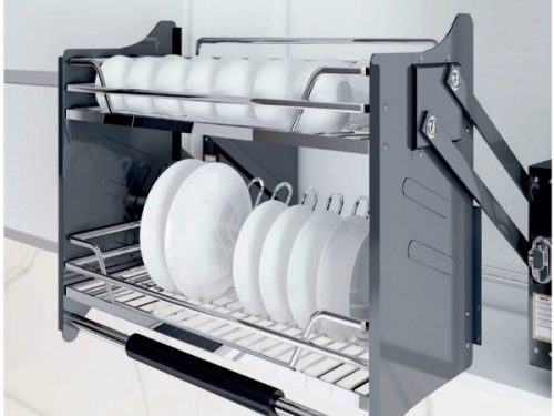 Giá bát nâng hạ 2 tầng nan Oval (Quả Trám) Inoxen EV9090