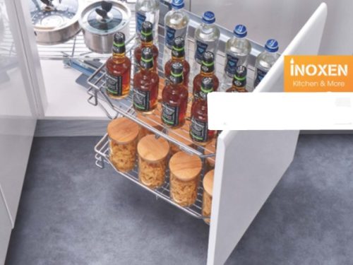 Kệ góc liên hoàn inox 304 nan tròn Inoxen KGT304-90L-R