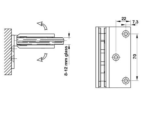 Bản lề kính - tường 90º màu đen Hafele 981.77.909 3 Kích thước của Bản lề kính - tường 90º màu đen Hafele 981.77.909