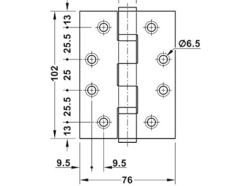 Bản lề lá 2 vòng bi 120Kg chống cháy Hafele 926.98.060 3 Kích thước của Bản lề lá 2 vòng bi 120Kg chống cháy Hafele 926.98.060