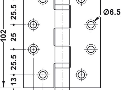Kích thước của Bản lề lá 2 vòng bi 120Kg Hafele 926.98.049