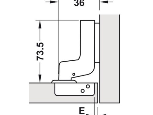 Kích thước của Bản lề Metalla SM không bật 110° lọt lòng Hafele 315.18.302