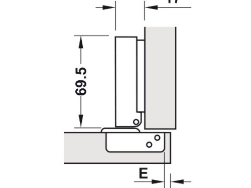 Kích thước của Bản lề trùm ngoài Metalla SM 110° giảm chấn Hafele 315.11.750