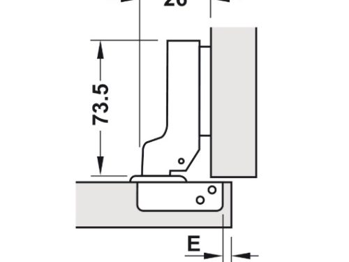 Kích thước của Bản lề trùm nửa Metalla SM 110° giảm chấn Hafele 315.11.751
