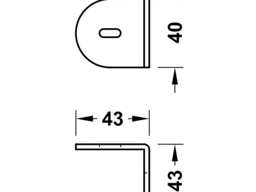 Kích thước của Bas gắn tường 90 độ inox mờ Hafele 988.98.010
