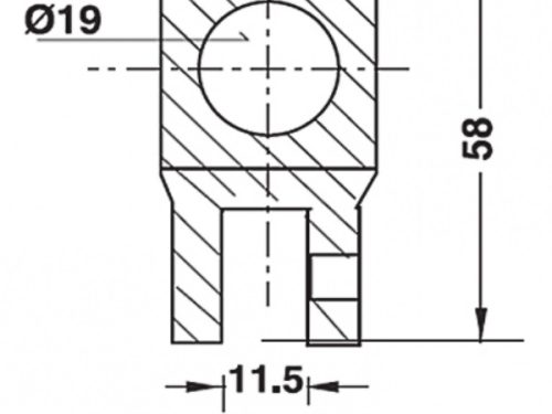 Kích thước của Bas giữ thanh treo gắn kính Hafele 981.52.793