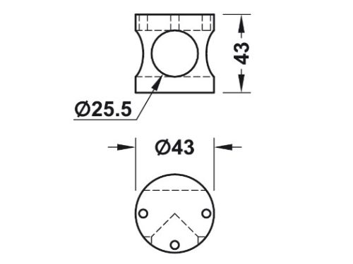 Kích thước của Bas nối chữ T nhà vệ sinh công cộng Hafele 988.98.070