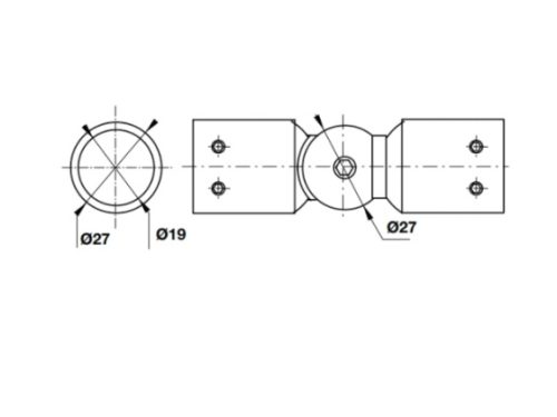 Kích thước của Bas nối thanh treo phòng tắm kính Hafele 981.52.795