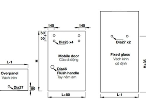 Kích thước của Bát treo cuối gắn tường Hafele 981.71.181