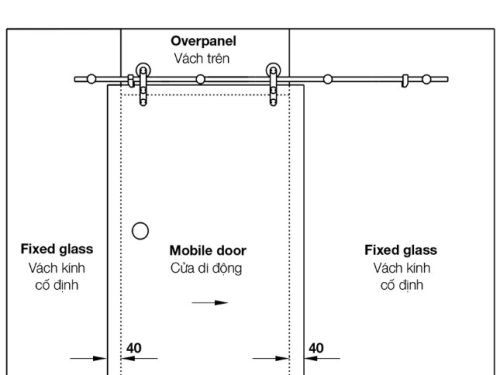 Kích thước của Bát treo ray gắn kính Hafele 981.71.180