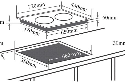 kích thước của bếp từ đôi Chefs EH-DIH203