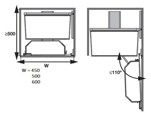 Kích thước của Bộ đựng thực phẩm 6 tầng 500/1700mm TANDEM ARE Hafele 545.93.433