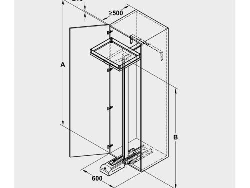 Kích thước của Bộ kệ 5 tầng Convoy Lavido 450mm Hafele 549.63.494