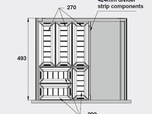 Bộ khay chia ngăn kéo bằng inox Hafele 552.52.893 3 Kích thước của Bộ khay chia ngăn kéo bằng inox Hafele 552.52.893