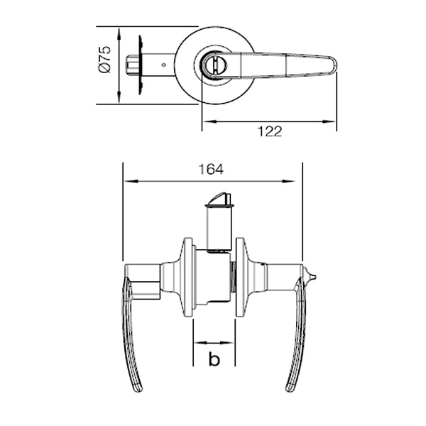 Kích thước của Bộ khóa tay nắm cửa đi Hafele 489.10.186 Kích thước của Bộ khóa tay nắm cửa đi Hafele 489.10.186