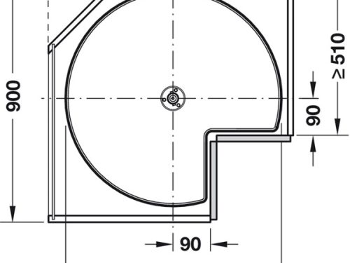 Bộ mâm xoay 2 tầng 270 độ 900mm Hafele 542.31.650