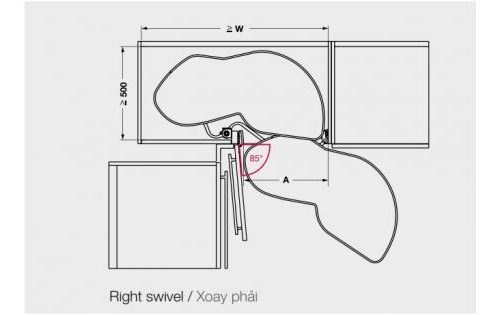 Bộ rổ góc Lemans II Hafele 541.29.480, màu đen 3 Kích thước của Bộ rổ góc Lemans II Hafele 541.29.480, màu đen