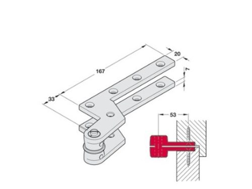 Bộ trục kẹp cửa 1 chiều Hafele 932.10.420