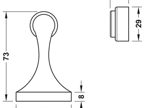 Kích thước của Chặn cửa nam châm Hafele 938.23.024