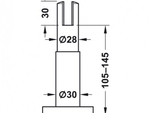 Kích thước của Chân đỡ vách ngăn WC công cộng Hafele 988.98.110