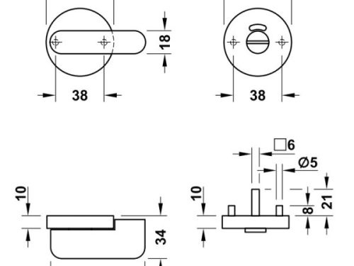 Kích thước của Chốt cài nhà vệ sinh công cộng Hafele 988.98.170