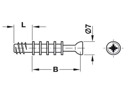Chốt nối nhỏ ren M6 Hafele 262.28.642 3 Kích thước của Chốt nối nhỏ ren M6 Hafele 262.28.642