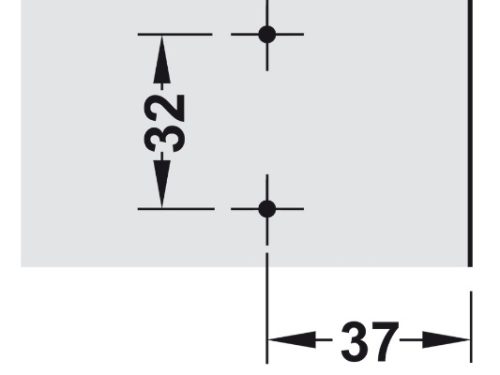 Kích thước của Đế bản lề Hafele 2 lỗ bắt vít với ốc điều chỉnh 315.98.656