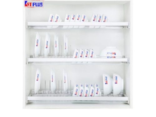 Giá bát cố định 3 tầng cao cấp, Inox mờ Kit Plus DK12B VIP.70