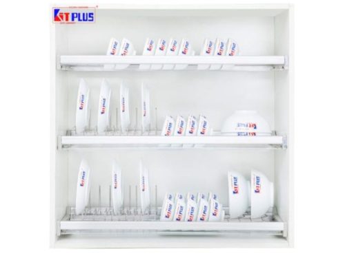 Giá bát cố định 3 tầng cao cấp, Inox mờ Kit Plus DK12B VIP.80