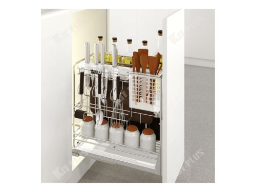 Giá dao thớt Inox nan vuông, ray giảm chấn Kit Plus DE 30T