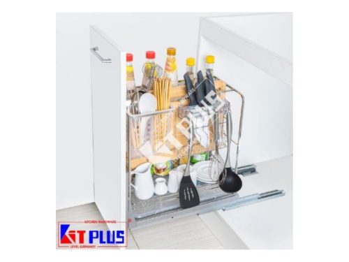 Giá dao thớt Inox nan vuông, ray giảm chấn Kit Plus DE 30T