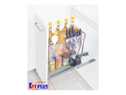 Giá dao thớt nan dẹt inox mờ, ray giảm chấn Kit Plus EC VIP.25