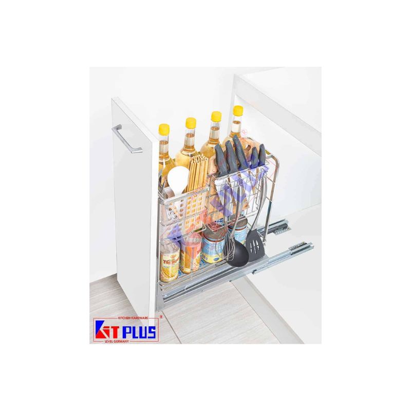 Giá dao thớt nan dẹt inox mờ, ray giảm chấn Kit Plus EC VIP.25 Giá dao thớt nan dẹt inox mờ, ray giảm chấn Kit Plus EC VIP.25