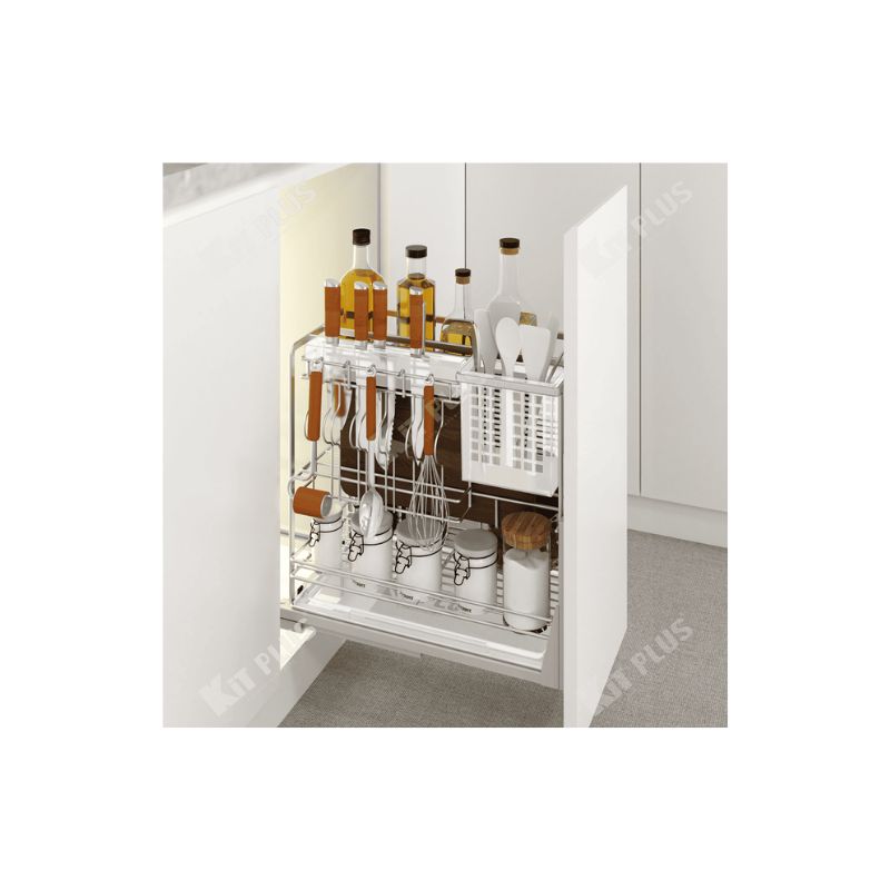 Giá dao thớt nan dẹt inox mờ, ray giảm chấn Kit Plus EC VIP.30 Giá dao thớt nan dẹt inox mờ, ray giảm chấn Kit Plus EC VIP.30