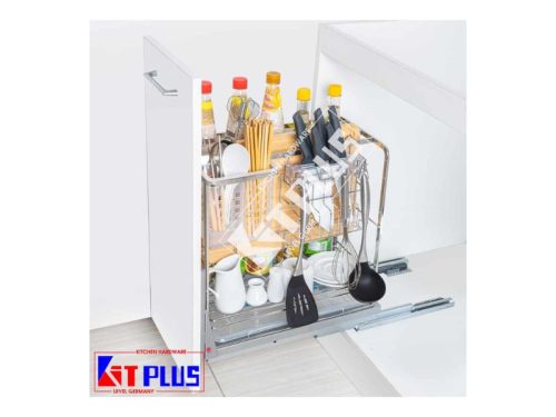 Giá dao thớt nan dẹt inox mờ, ray giảm chấn Kit Plus EC VIP.30