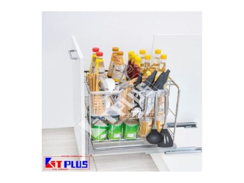 Giá dao thớt nan dẹt inox mờ, ray giảm chấn Kit Plus EC VIP.40