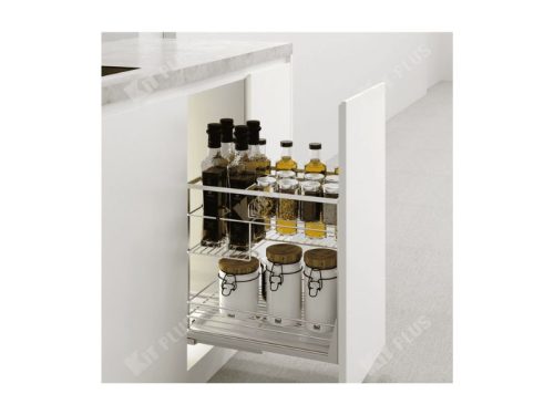 Giá để gia vị nan dẹt Inox mờ, ray giảm chấn Kit Plus DS.35