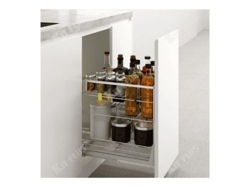 Giá để gia vị nan dẹt Inox mờ, ray giảm chấn Kit Plus DS.40