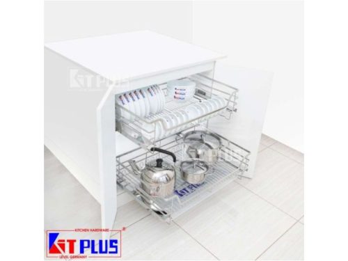 Giá xoong nồi, bát đĩa đa năng nan dẹt inox mờ Kit Plus BM VIP.60