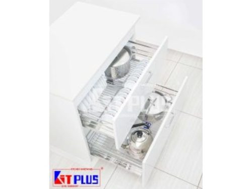 Giá xoong nồi, bát đĩa đa năng nan dẹt inox mờ Kit Plus BM VIP.75