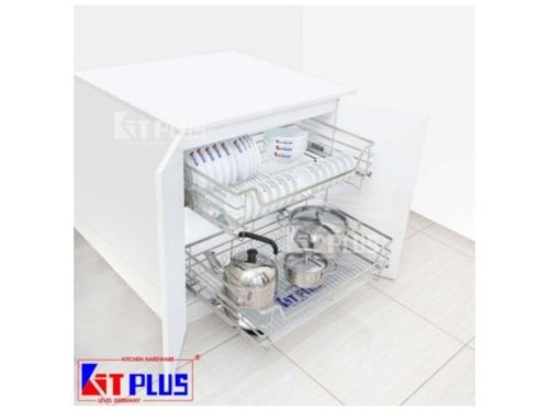 Giá xoong nồi, bát đĩa đa năng nan dẹt inox mờ Kit Plus BM VIP.80