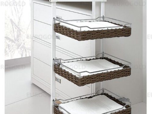 Kệ để đồ 3 tầng ray giảm chấn giỏ mây Eurogold EUA5190