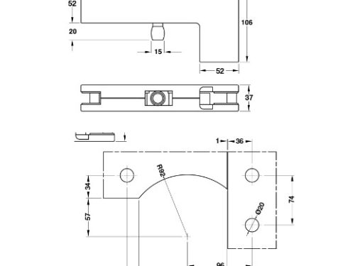 Kích thước của Kẹp kính L màu đen mờ 120kg 981.00.664