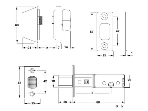 Khoá cóc 1 đầu chìa 1 đầu vặn Hafele - loại nhỏ 911.22.395 5 Kích thước của Khoá cóc 1 đầu chìa 1 đầu vặn Hafele - loại nhỏ 911.22.395