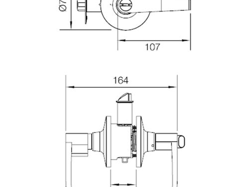Kích thước của Khóa tay nắm gạt cửa vệ sinh Hafele 489.10.174