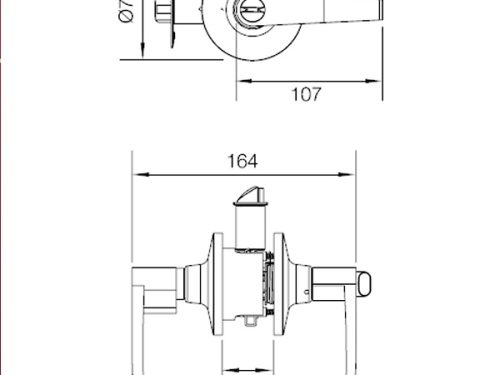 Kích thước của Khóa tay nắm gạt cửa vệ sinh Hafele 489.10.175