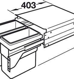 Thùng rác gắn cánh Hafele 502.73.902 2x30L cho tủ 600mm